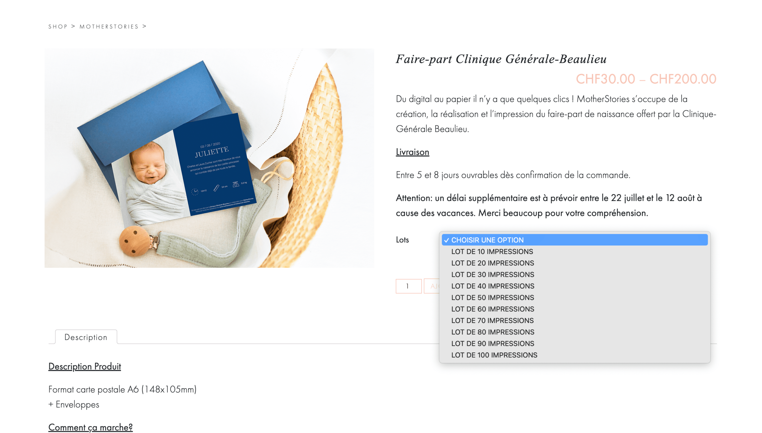 Marche à suivre impression des faire-part