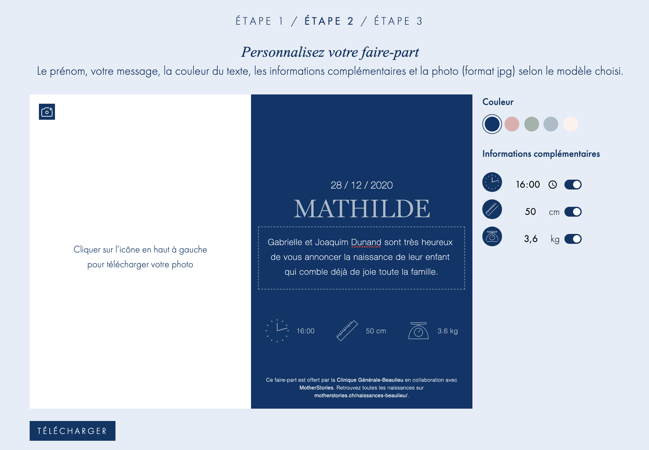Exemple de personnalisation de faire-part digital